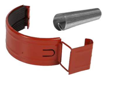 Детальное фото соединитель желоба в комплекте, сталь, d-125 мм, красный, aquasystem